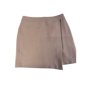 White House/Black Market Pink Above Knee Skirt.Asymmetrical Zipper Front  Size 6